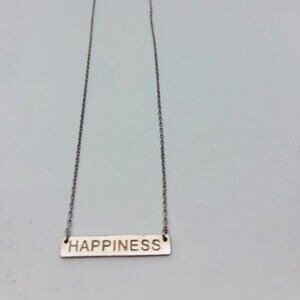 ‘Happiness’ brushed sterling silver plate necklace